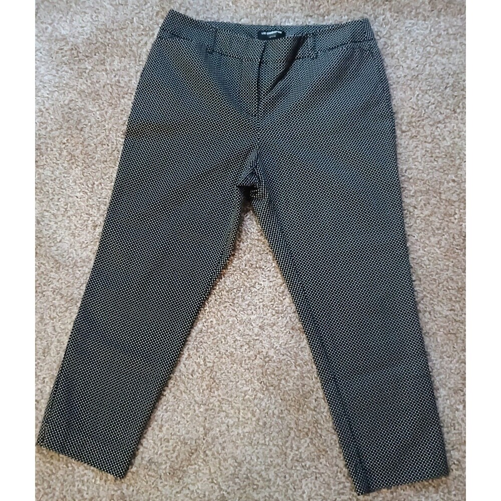 Liz Claiborne High Rise Black & White Career Petite Emma Classic Ankle Pants 6P